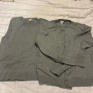 J.Crew twin set, grey, sz XL